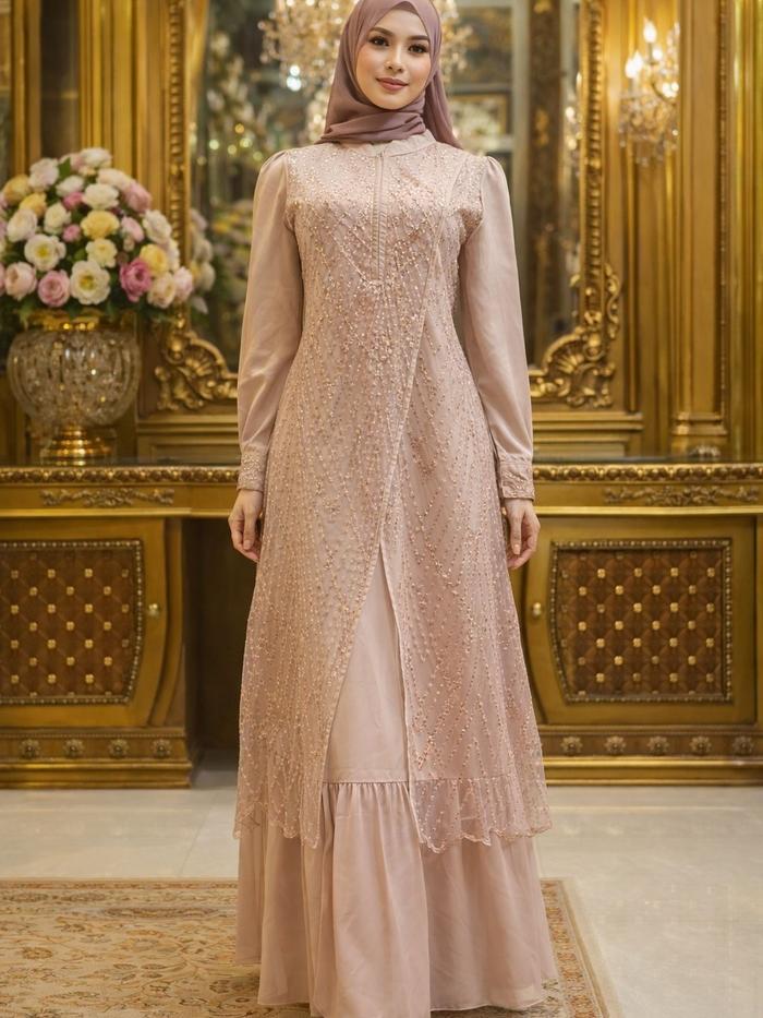 Nini Dress - Wulan Collections - Gamis Satin - Gamis Brukat - Gamis Mewah - Gamis pesta - Gamis Brid