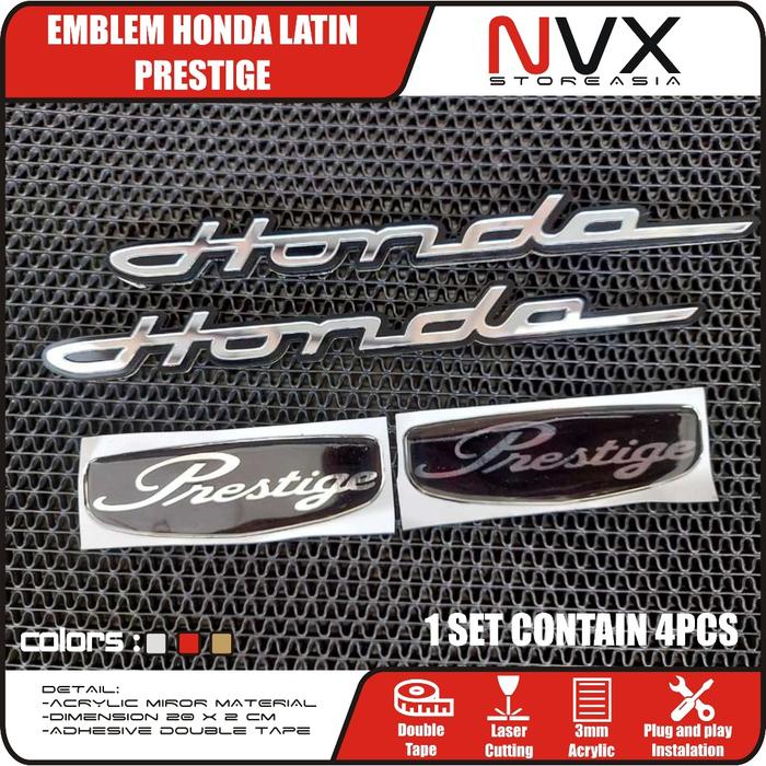 2PCS+2PCS EMBLEM HONDA LATIN LOGO + PRESTIGE RESIN EMBLEM  HONDA LATIN 3D TIMBUL EMBLEM MOTOR HONDA 