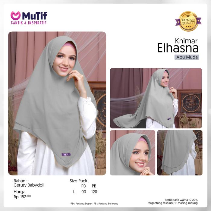 Mutif Khimar Elhasna - Bahan Ceruty Babydoll Premium Quality