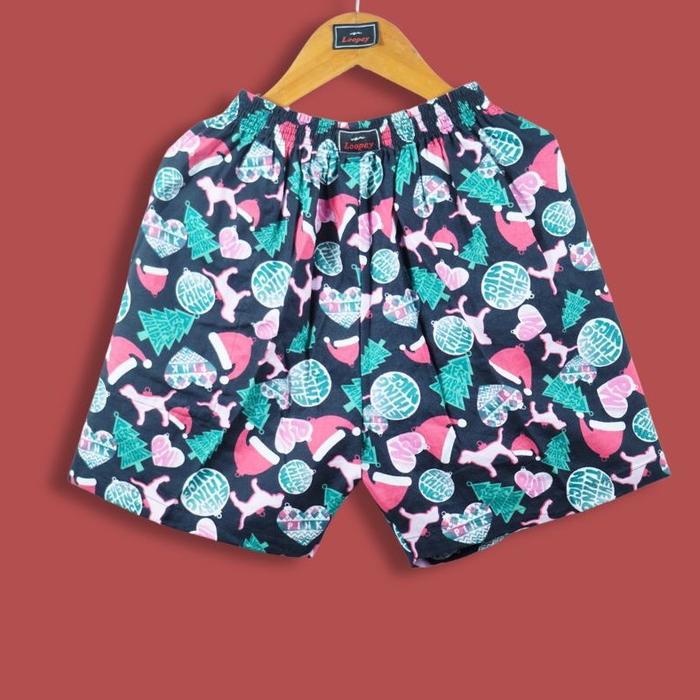 BOXER LOOPAY MOTIF CHRISTIMAS Unisex Shorts Pria Wanita Pendek Celana Santai Dewasa