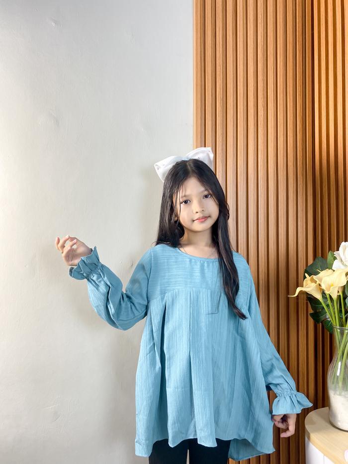 Aneska Atasan Remaja Tanggung Perempuan Usia 9-14 Tahun Bahan Baby Crush/ Blouse Anak Usia 9-14 Tahu