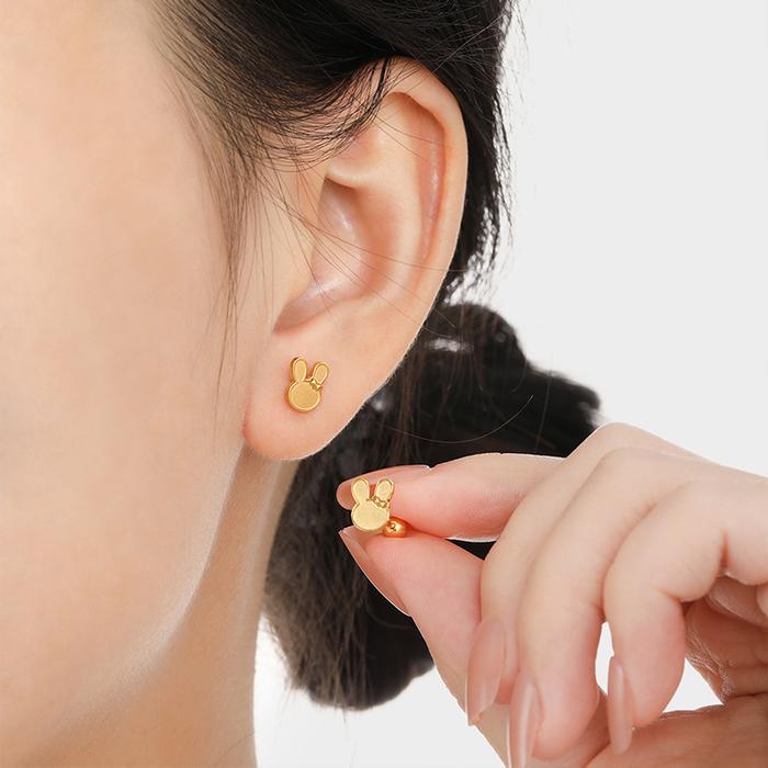 Anting tusuk titanium asli Anting Titanium Bentuk Anak Kelinci Anting Anti Alergi Bayi / Wanita Anti