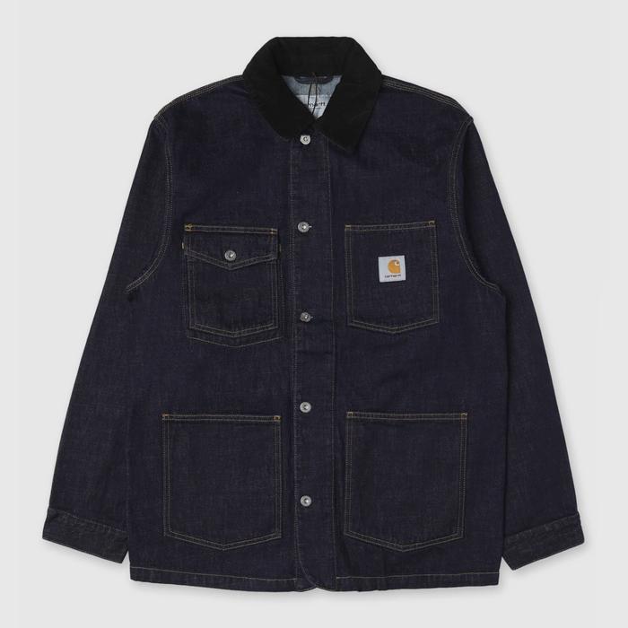 CARHARTT WIP WARREN CHORE COAT DENIM JACKET BLUE RINSED BLACK I036592 MICHIGAN