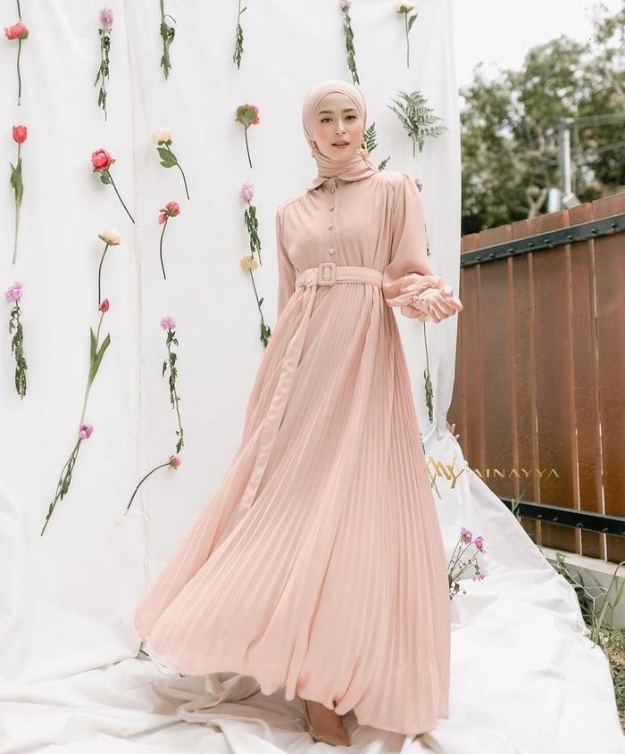 Louis Dress Ceruty Gamis Wanita Terbaru Dress Polos Baju Lebaran Busana Muslim Seragaman Remaja Wani