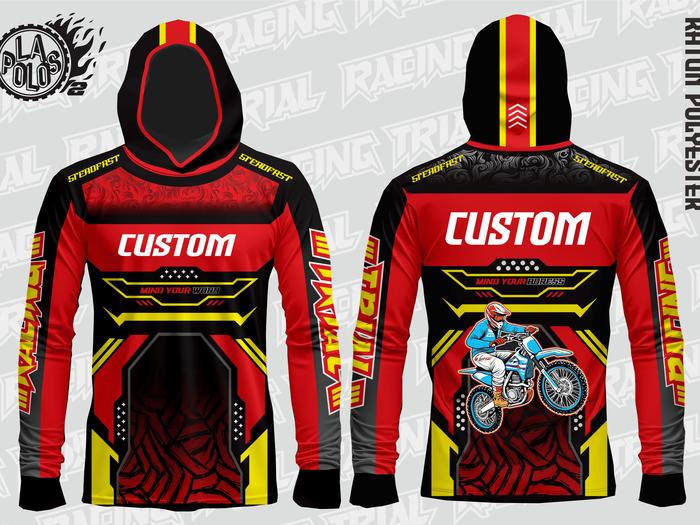 Baju Racing Kaos Hoodie Semi Print, Racing Trial CUSTOM