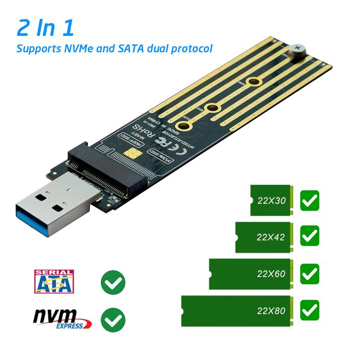 M.2 NVMe SSD to USB 3.1 Adapter PCI-E to USB-A 3.0 Internal Converter