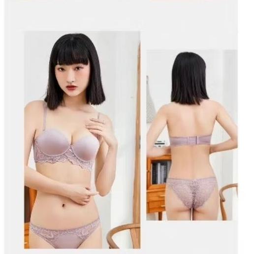Clover Bra Set Setelan CD Celana Dalam dan BH Push UP Renda Underwire Kawat Beha Kemben Straples Pes