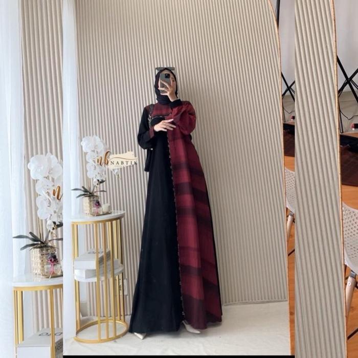 Salimna abaya jetblack linen aswan nabtik abaya Arabian look Turki Gamis
