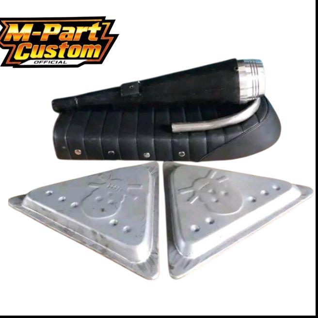 knalpot japstyle dan jok + box aki motor custom castem klasik classic
