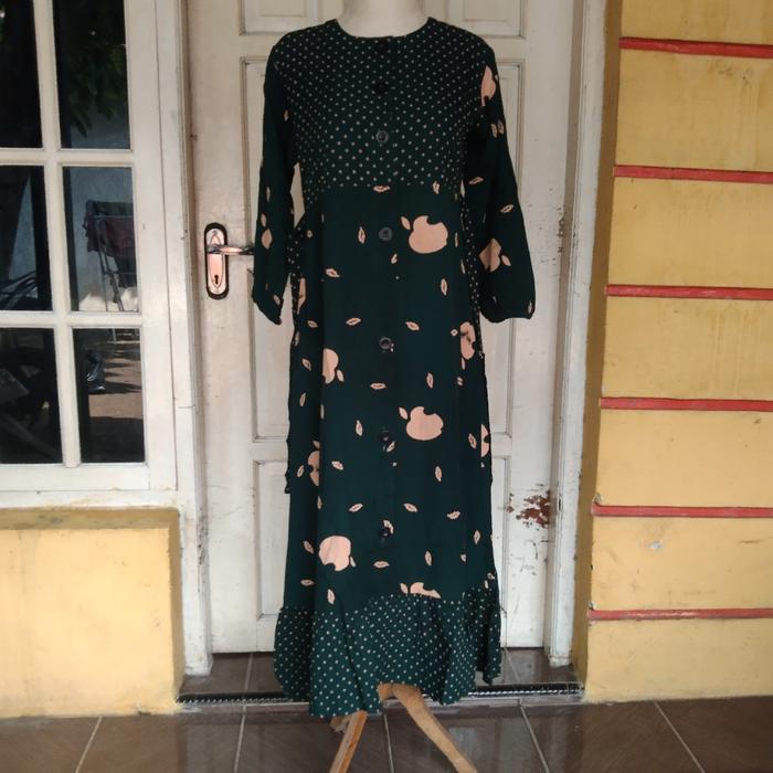 GAMIS ANAK 5Sampai 14Tahun Polka Dot Hitam Cokelat Navy Katun Polka Dot Hitam Navy Bunga Katun baju 
