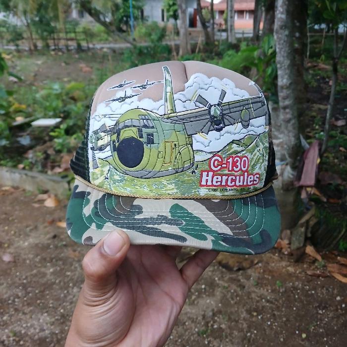 C130 Hercules woodland Camouflage Vintage Snapback Hat