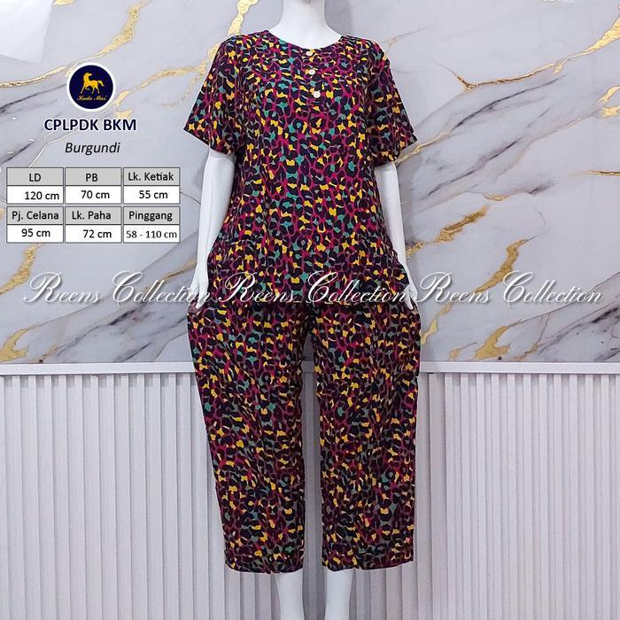 Batik Kuda Mas Setelan Cplpdk | Piyama Wanita Celana Panjang Lengan Pendek 3 Kancing Depan