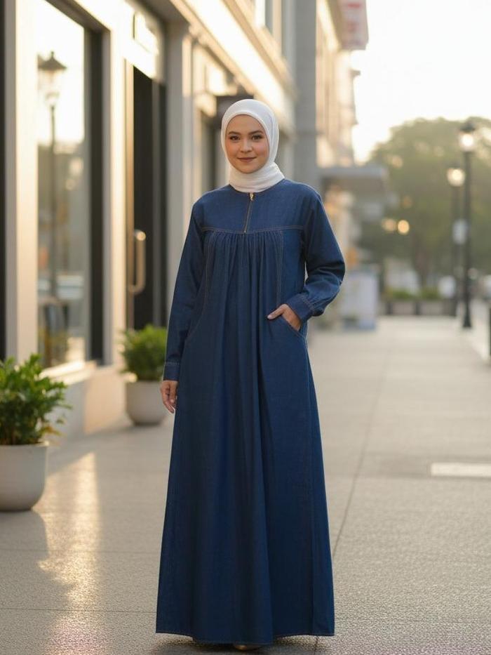 Gamis Jeans Elena Size S M L XL XXL / Dress / Baju Muslim / Pakaian Wanita Model Terbaru Panjang Max