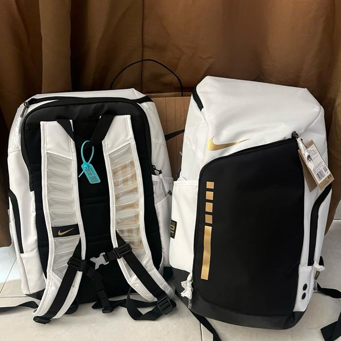 Nike Elite Pro Tas Hoops Elite 24L Tas Basket Backpack Ransel Pria Wanita Black Gold White