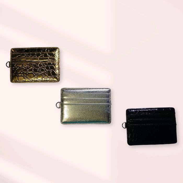ARVILLA Dompet Card Holder Money dompet kartu atm kulit buaya Wanita Uang Hitam