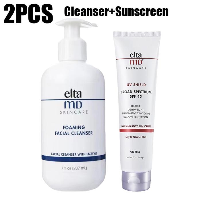 2Pcs Set 207ml Elta MD Amino Acid Foaming Cleanser And SkinCare UV