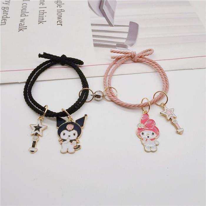 AZ119 2 Pcs Gelang Magnet Kuromi + Melody/1 Pasang Gelang Couple Magnet Gelang Tali Couple Magnet At