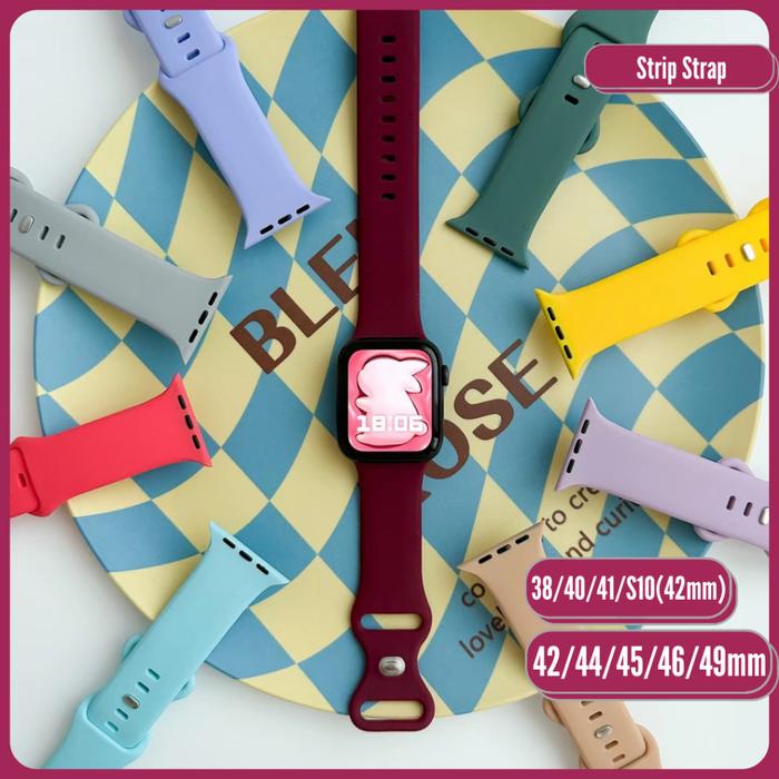 Strip Plain Strap for iwatch series 1 2 3 4 5 6 7 8 9 Ultra S10 38mm 40mm 41mm 42mm 45mm 46mm 49mm Z