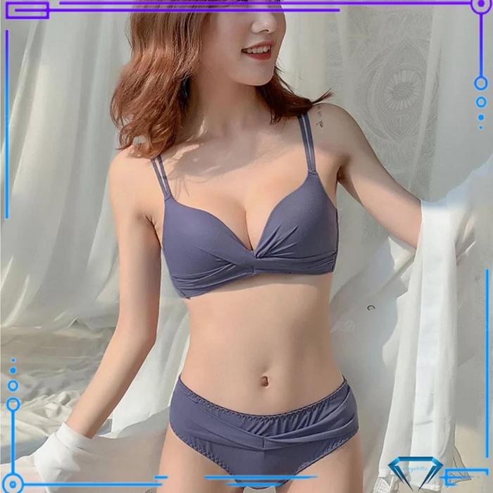 (BH + CD) Bra Set dan Celana Dalam Premium Quality Molala 096638 32AB-38AB Tanpa Kawat
