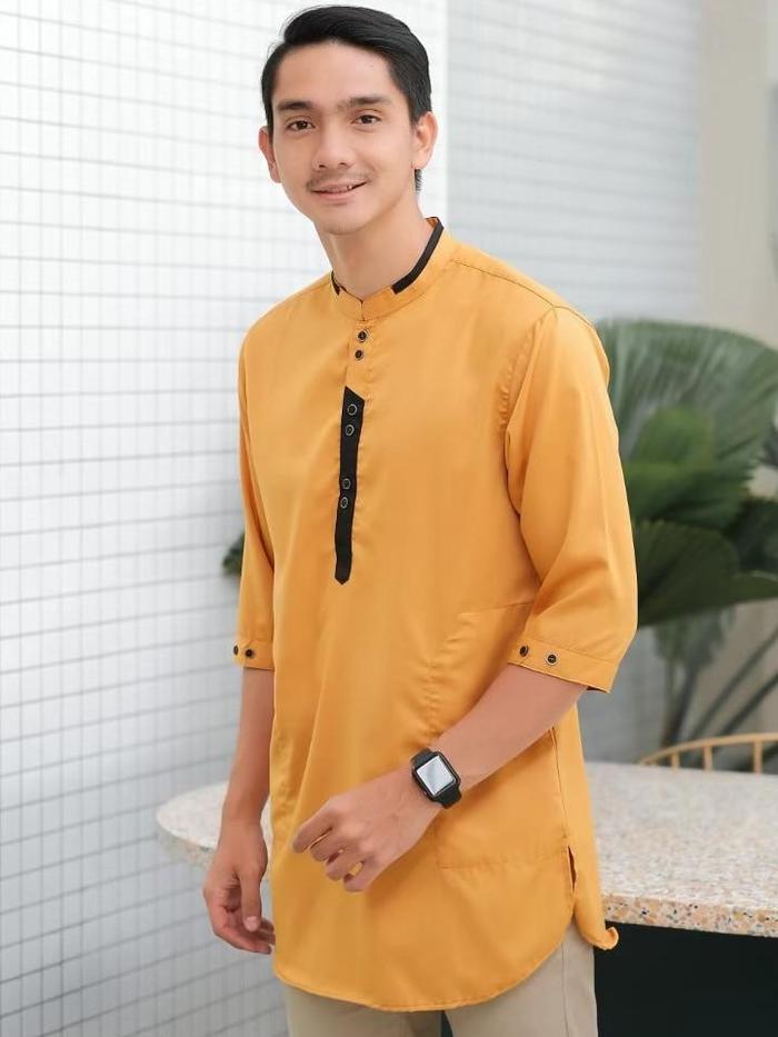 Baju Koko Muslim Pria Kemeja Kurta Dewasa Lengan 3/4 Motif Polos Toyobo Premium Batik Pendek Casua