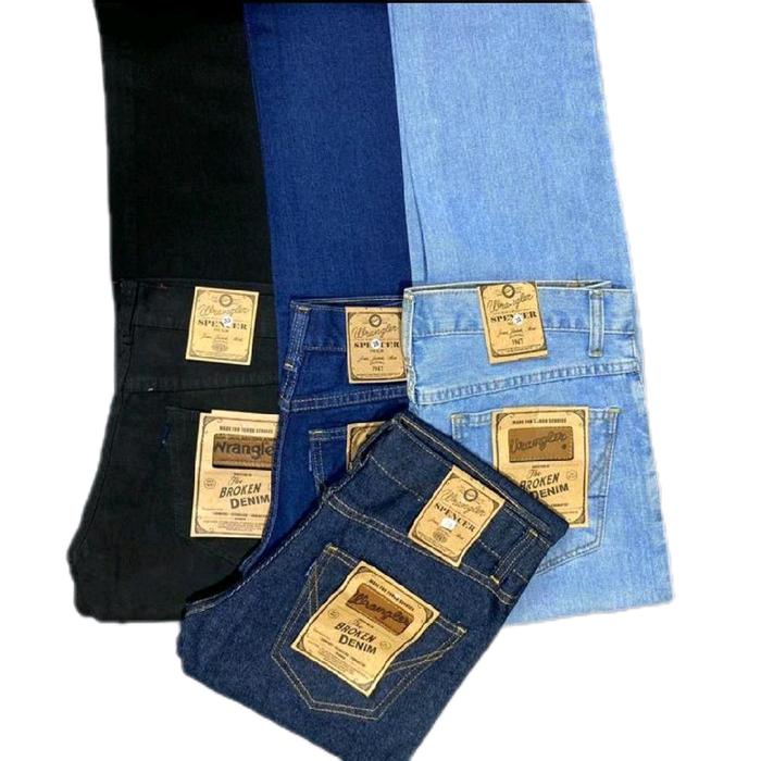 Celana jeans Pria Reguler standar Original/Jeans pria  Panjang reguler Wangler hitam pekat 28-44 Nya