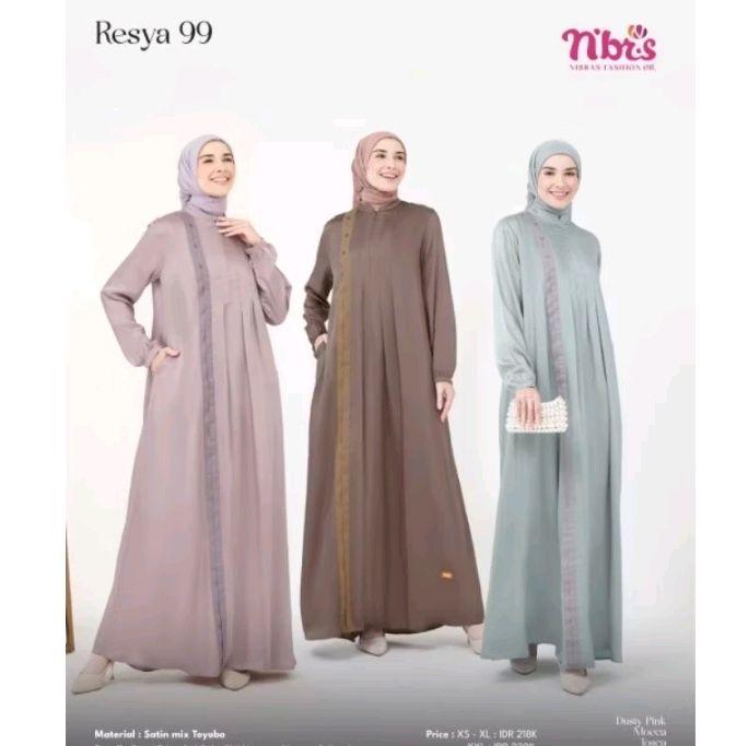 baju gamis nibras terbaru RESYA 99/baju gamis modern kondangan/gamis nibras ori branded