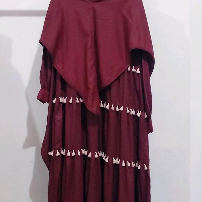 gamis kasandra merah maroon