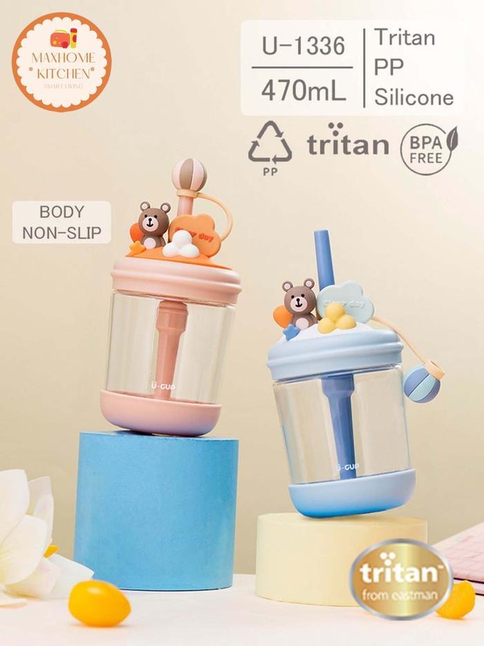 Botol Minum Lucu U-1336 Sedotan Plastik Bear Series 470 ML