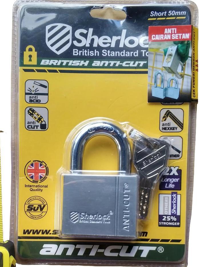 GEMBOK ANTI CAIRAN SETAN ANTICUT 50MM PENDEK SHERLOCK