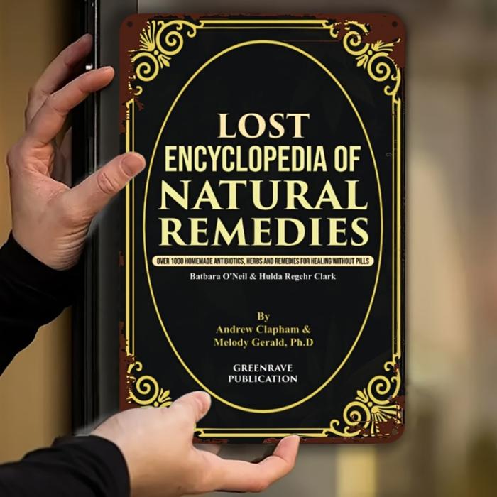 Vintage 'Lost Encyclopedia of Natural Remedies' Metal Wall Art by Clark & Gerard Durable Waterproof 