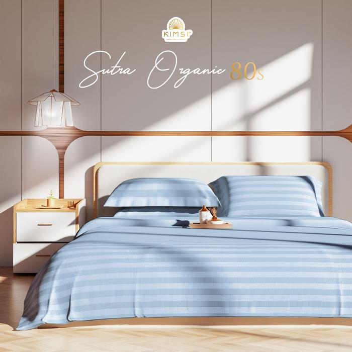 New Sprei dan Bedcover Set Sutra Organic Salur 80s / sutra serat bamboo organic / sutra polos / sutr