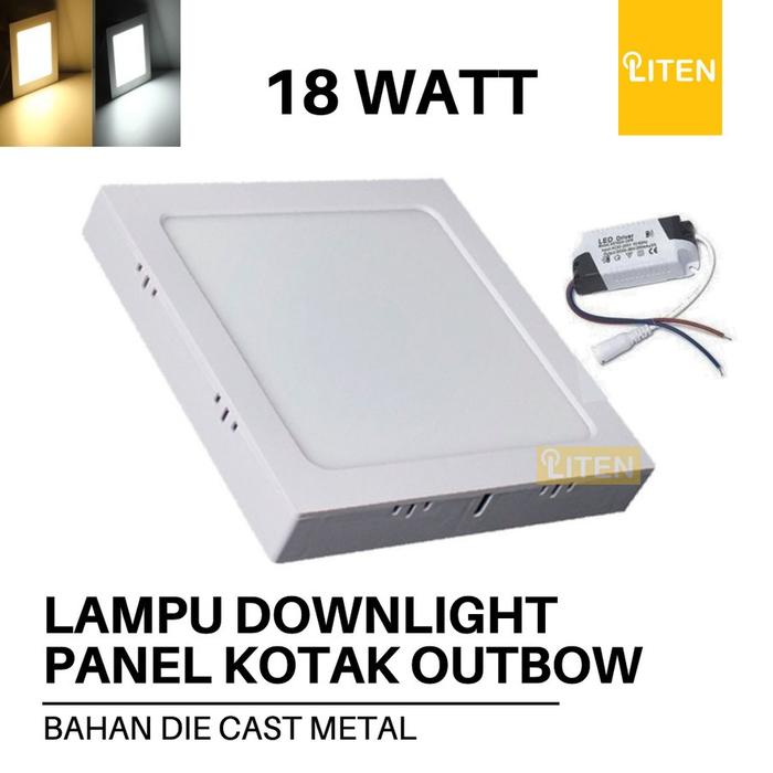 Lampu Downlight OUTBOW KOTAK LED Slim Panel Lamp 18W Putih 18 W Watt 18Watt Tipis KOTAK outbow