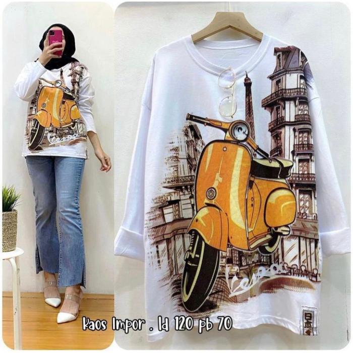 Baju Sweater Oversize Vespa Blouse Top Lengan Panjang | Vespa Way Original Terpercaya