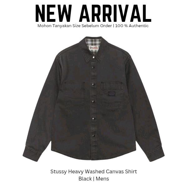 Stussy Heavy Washed Canvas Shirt Black Kemeja Pria Original 100%