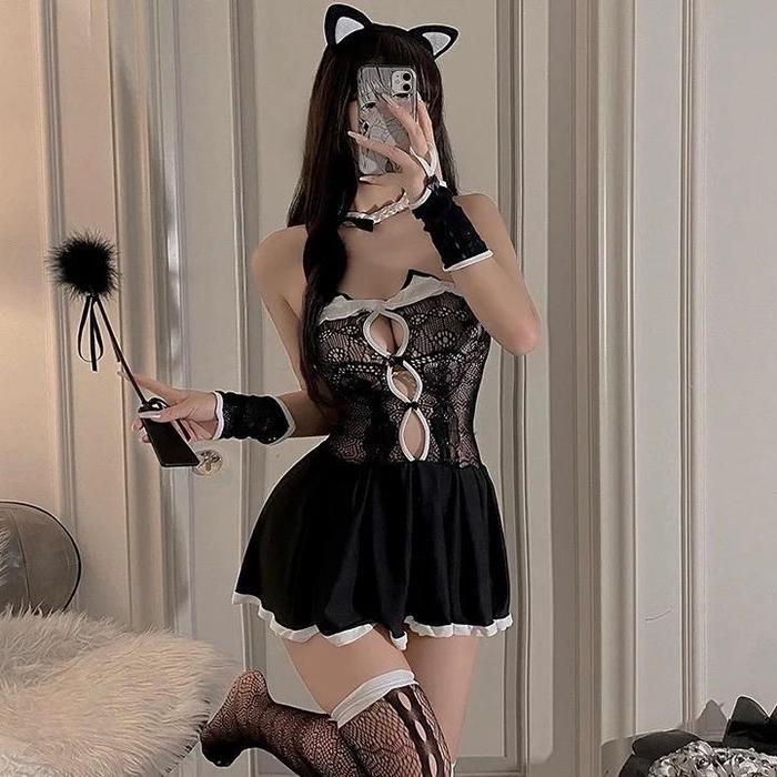 KIMI - Lingerie Set Cosplay Kucing - Dress Kostum Kucing - Cat Cosplay Dress - Lingerie Dress Kospla