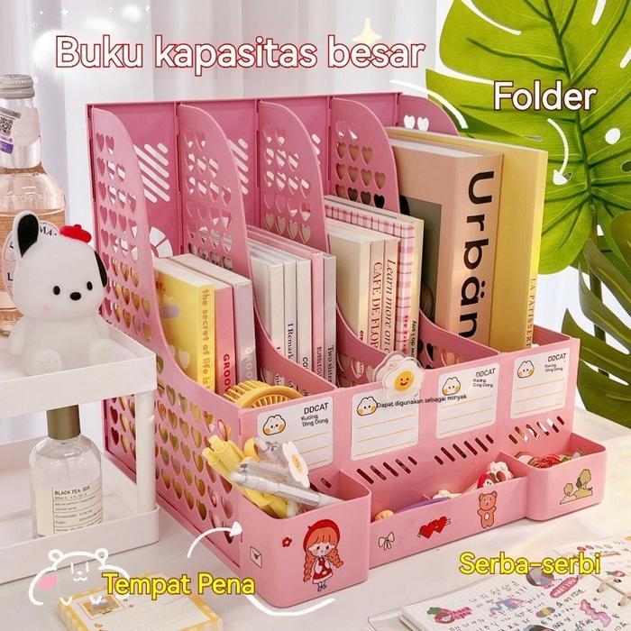 Desktop organizer Rak Buku Rak Penyimpanan File organizer Box File Rak pena Dapat dilepas dan diraki
