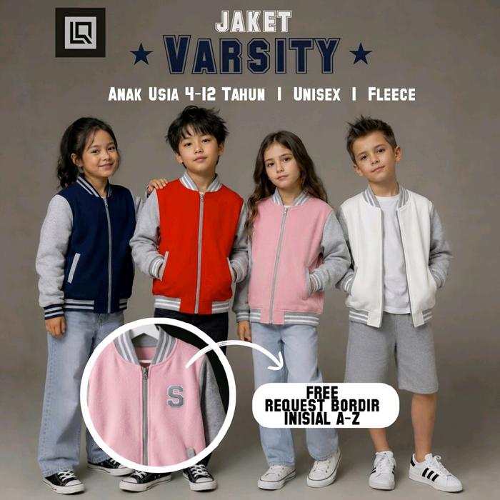 LQ KIDS JAKET VARSITY ANAK | GRATIS Bordir Inisial A-Z | Jaket Baseball Anak Usia 2-12 Tahun Jaket K