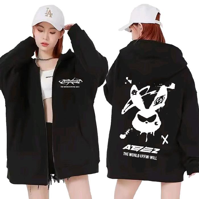 Jaket Hoodie Zipper ATEEZ The World Ep. Fin Will Tour 2025 Oversize Korean Style Jaket Resleting Mem