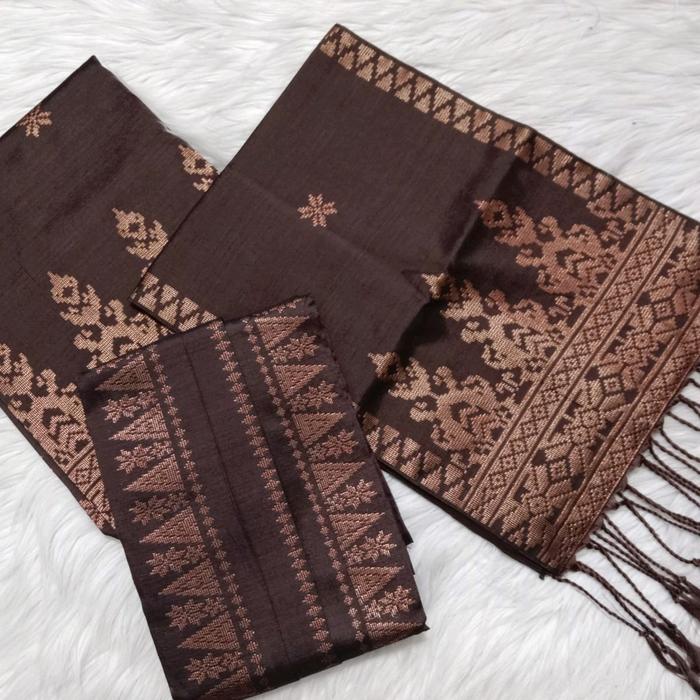 Songket silungkang couple set warna coklat tembaga best seller ( songket selendang+ baju songket) so