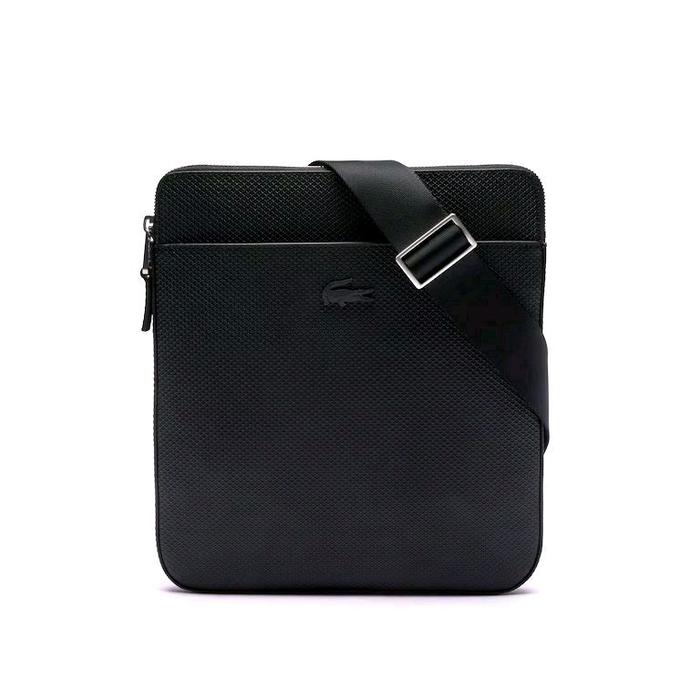 Lacoste Men's Chantaco Leather Shoulder Bag Original Tas Selempang / Bahu Pria - Black