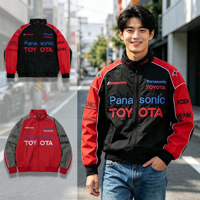 Toyota GTY Windbreaker Jacket Toyota Couple Jaket Vintage Racing Bordir Jeket Lengan Panjang Varsity