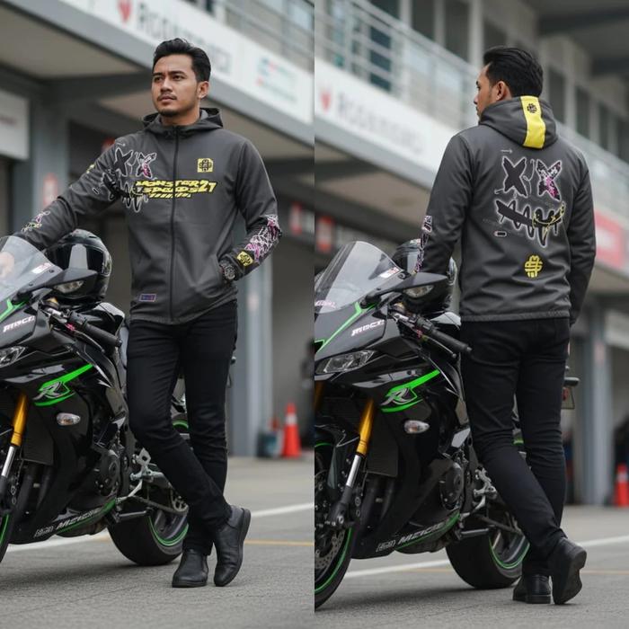 Jaket Runing Racing MS27 Bahan lotto tebal Pria Wanita edisi terbaru
