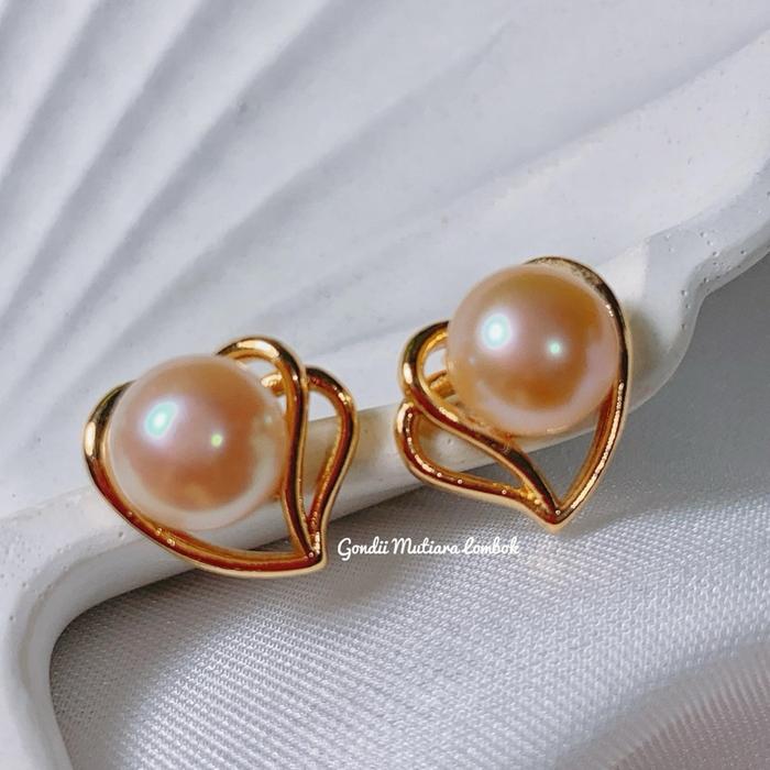 Giwang Anting Mutiara Asli Bergaransi - Giwang Anting Lapis Emas Anti Karat Rhodium