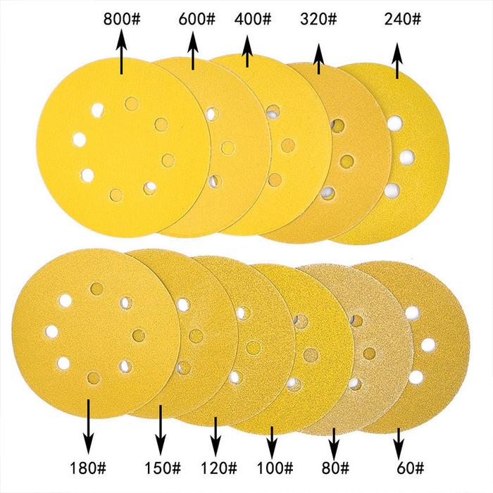 10Pcs Amplas Bulat Velcro P80/120/240/400 5 Inch 8 Lubang 5" Tempel Sanding Disc Mata Gerinda Amplas