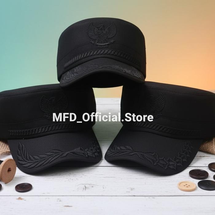 Topi KOMANDO CAMAT Premium Topi ASN Logo Garuda Full Hitam