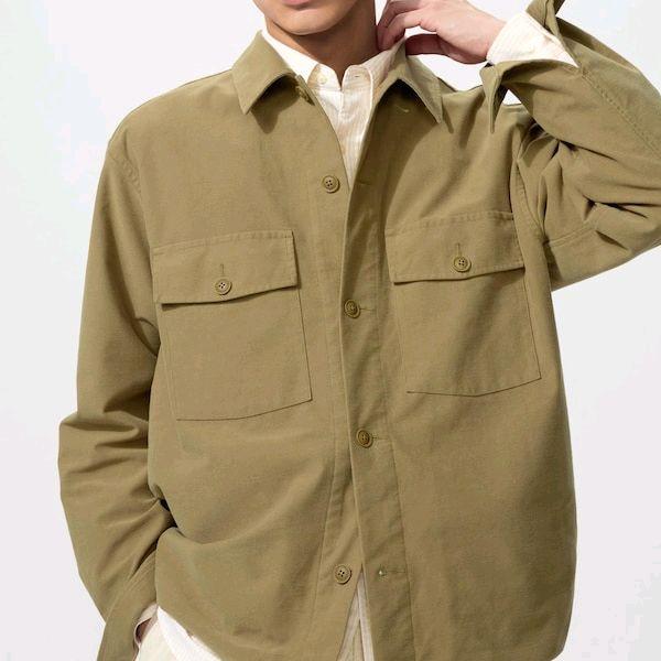 UNIQLO Overshirt Jaket Kemeja Luaran Jersey Lengan Panjang Pria Unisex Original