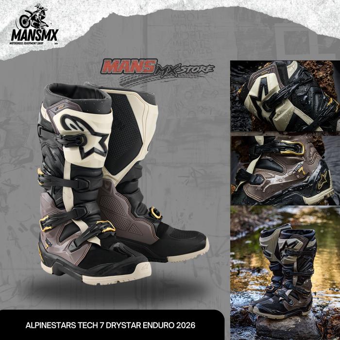 ALPINESTARS TECH 7 DRYSTARS ENDURO BLACK GREY GOLD ORIGINAL SEPATU ALPINESTAR OFFROAD ENDURO TRAIL