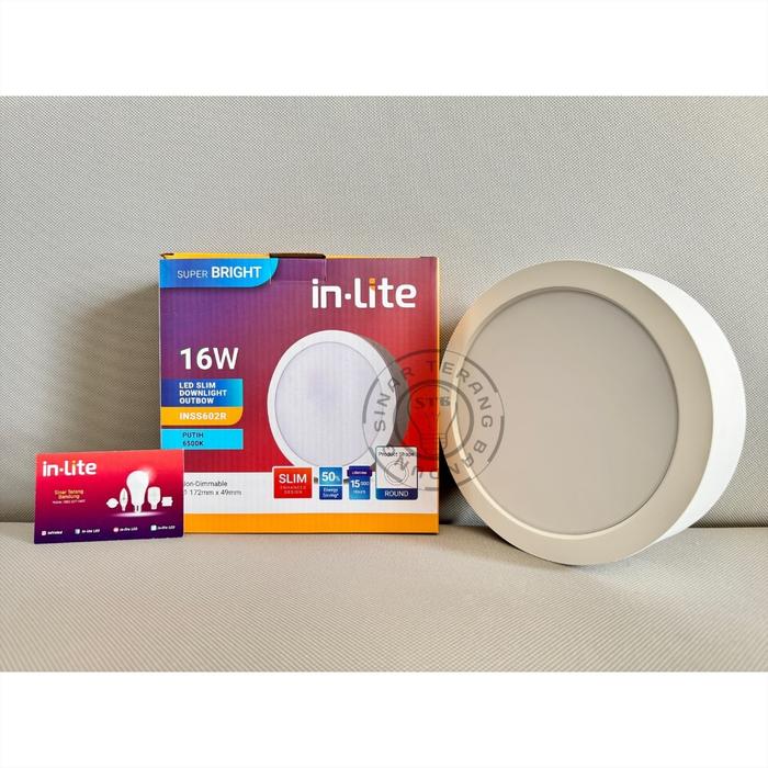 LAMPU LED INLITE SLIM DOWNLIGHT OUTBOW TEMPEL BULAT 16 WATT 16W - INSS602R