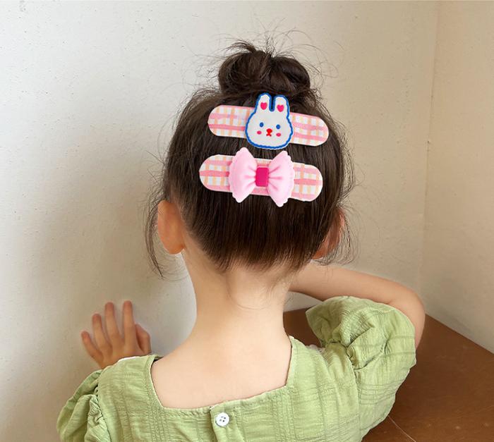(LITTLE BEE) Koyo Rambut Penahan Poni Gaya Korea Ukuran 5 cm x 15 cm Motif Random Cocok untuk Rambut