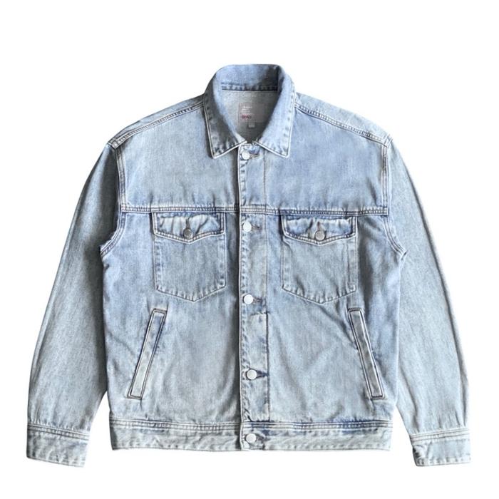 Spao distressed trucker denim jacket washed light indigo jaket jeans outerwear